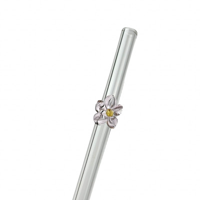 Pink Flower | Glass Straw