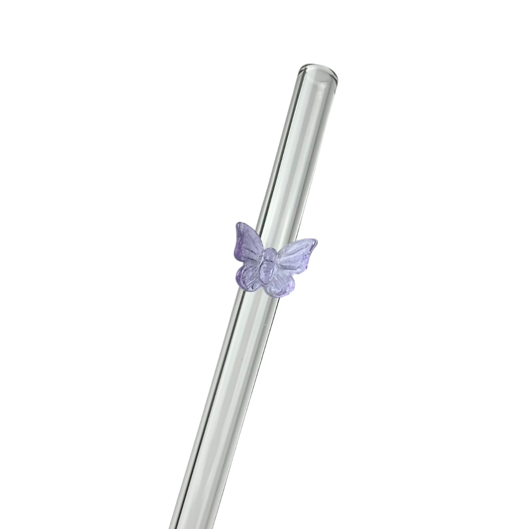 Purple Butterfly | Glass Straw