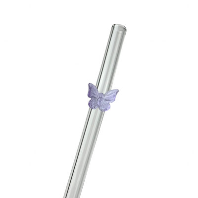 Purple Butterfly | Glass Straw