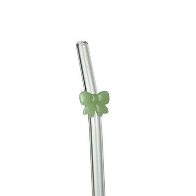 Matte Green Bow | Glass Straw