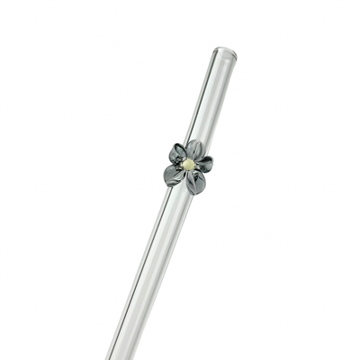 Gray Flower | Glass Straw