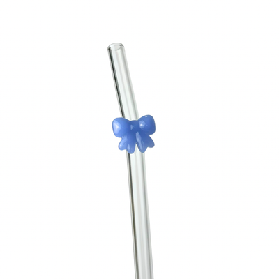 Matte Blue Bow | Glass Straw