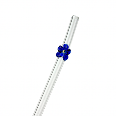 Blue Flower | Glass Straw