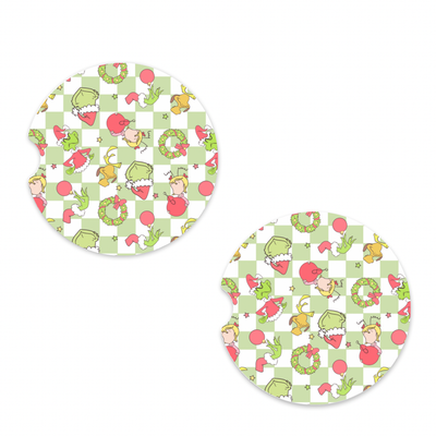 Grinchy Checker | Car Coaster Set