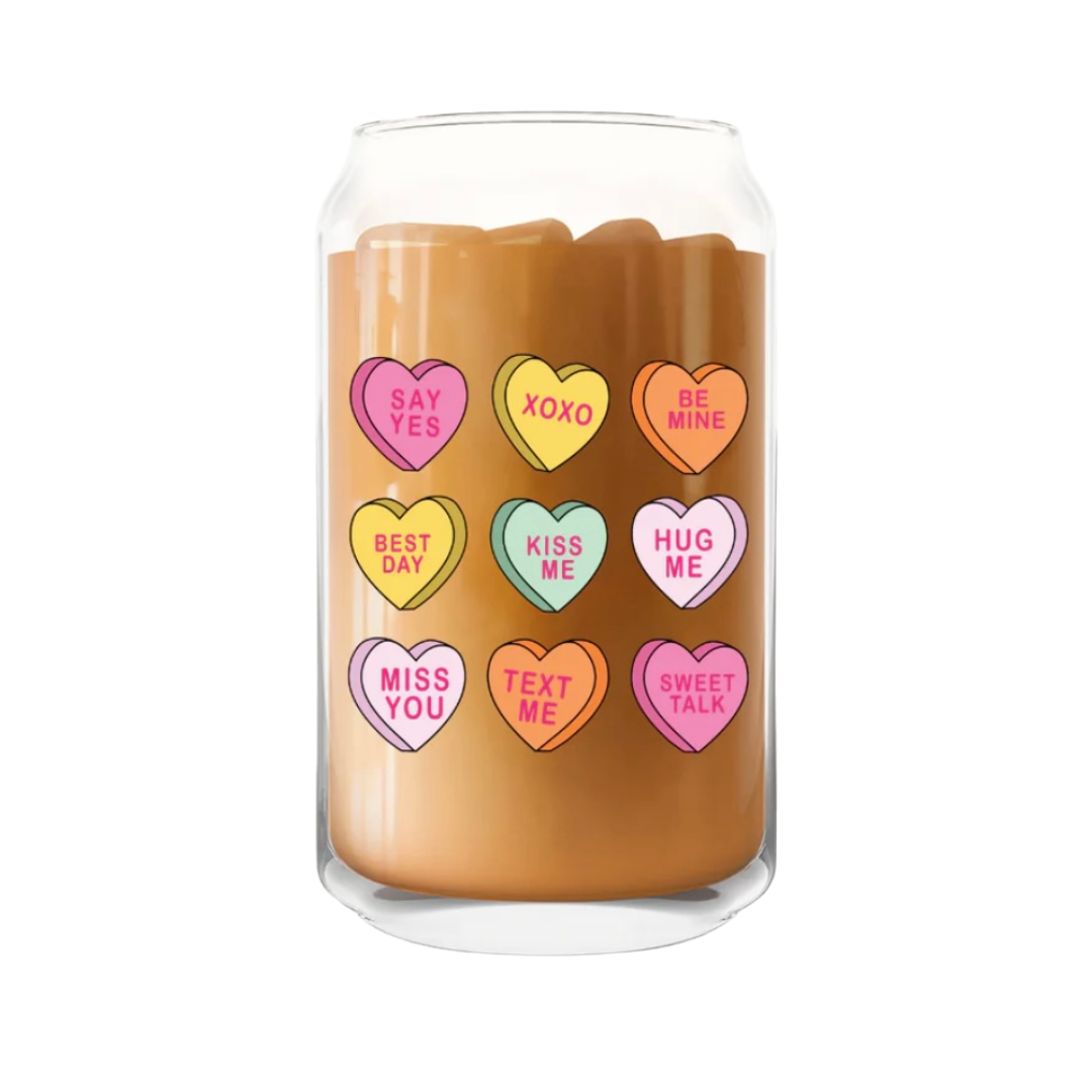 Candy Hearts Glass Can