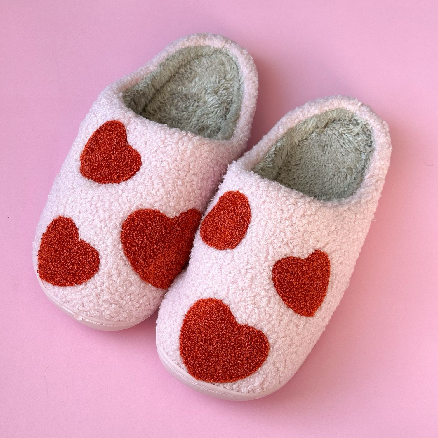 Pink &amp; Red Heart Slippers