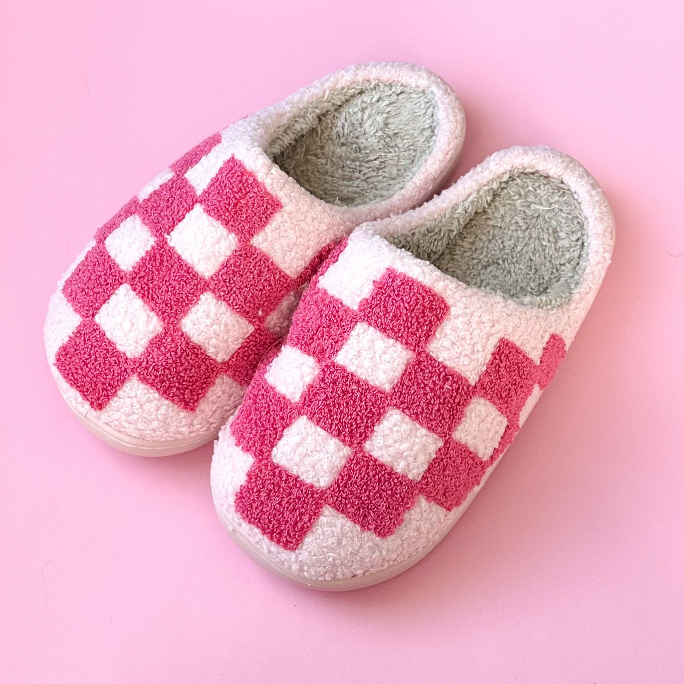 Pink Checker Slippers