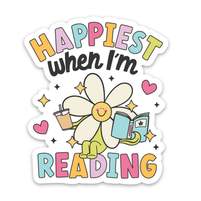 Happiest When I’m Reading | Weatherproof Sticker