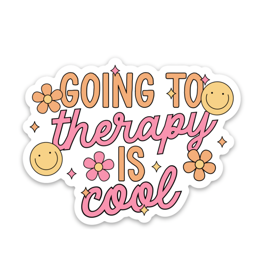 Going To Therapy Is Cool | Weatherproof Sticker