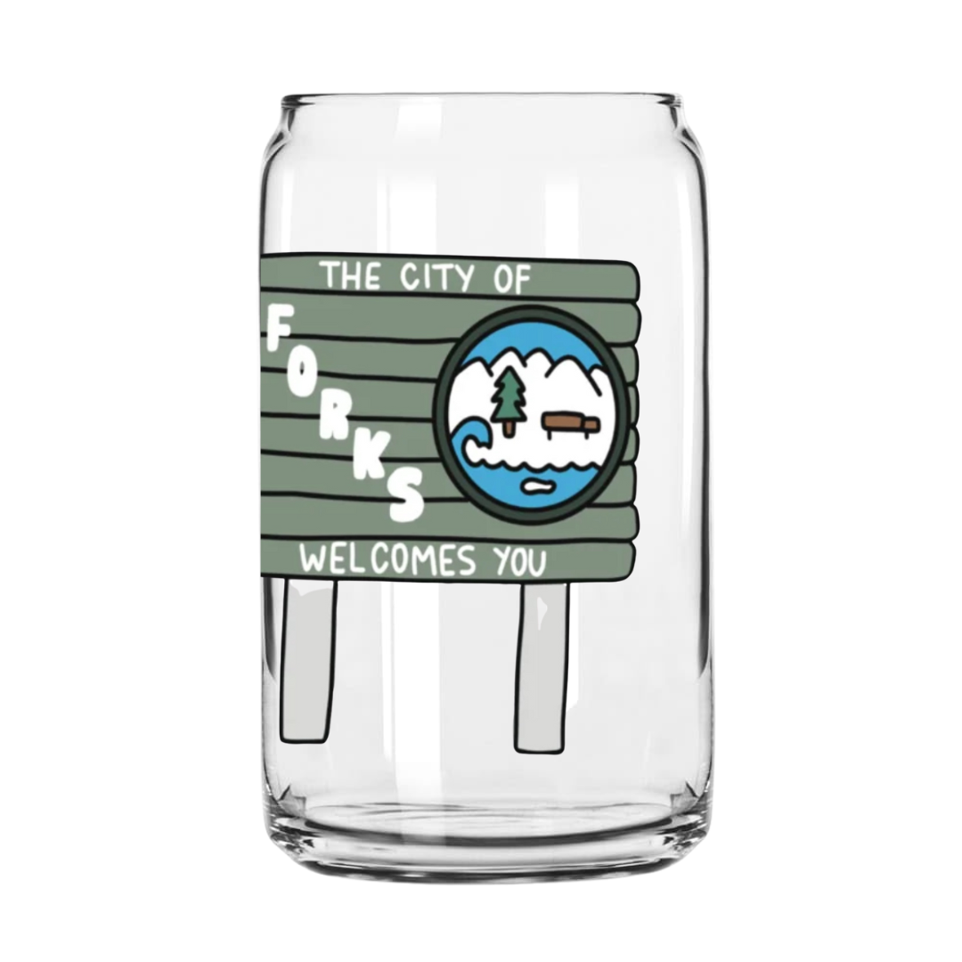 City Of Forks Glass Can