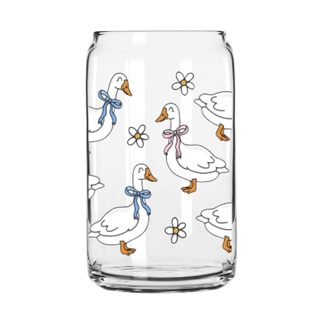Cottage Core Goose Glass Can