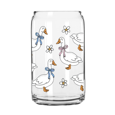 Cottage Core Goose Glass Can
