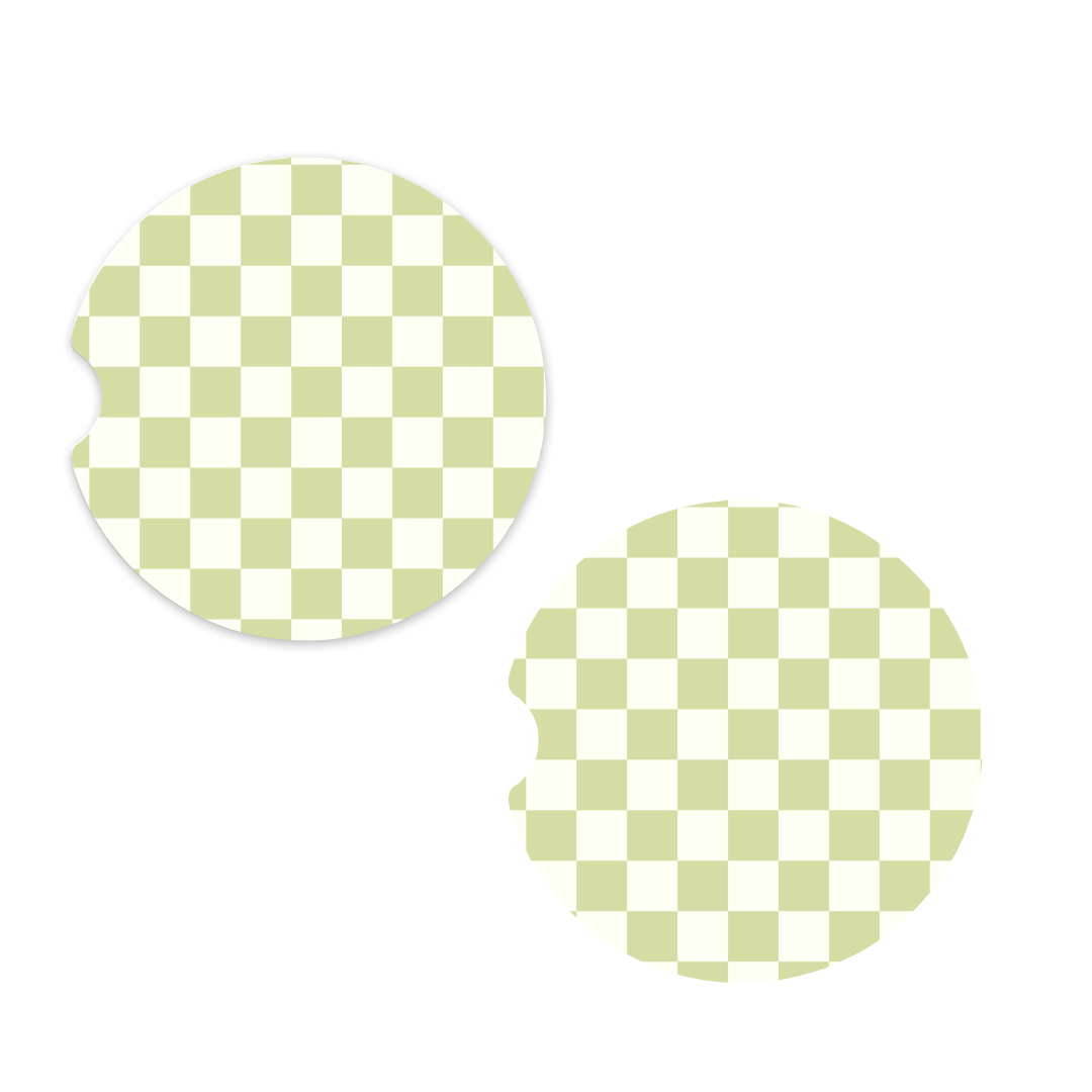 Green Checker | Car Coaster Set