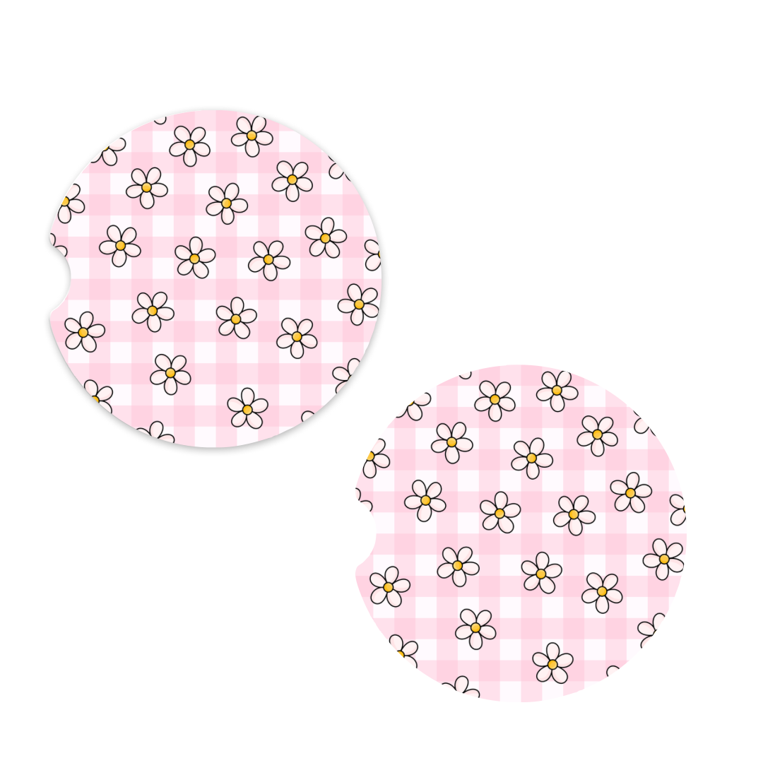 Gingham Daisy | Car Coaster Set
