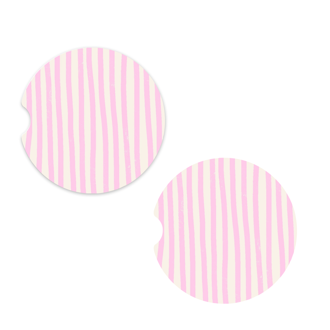 Pink Stripe | Car Coaster Set