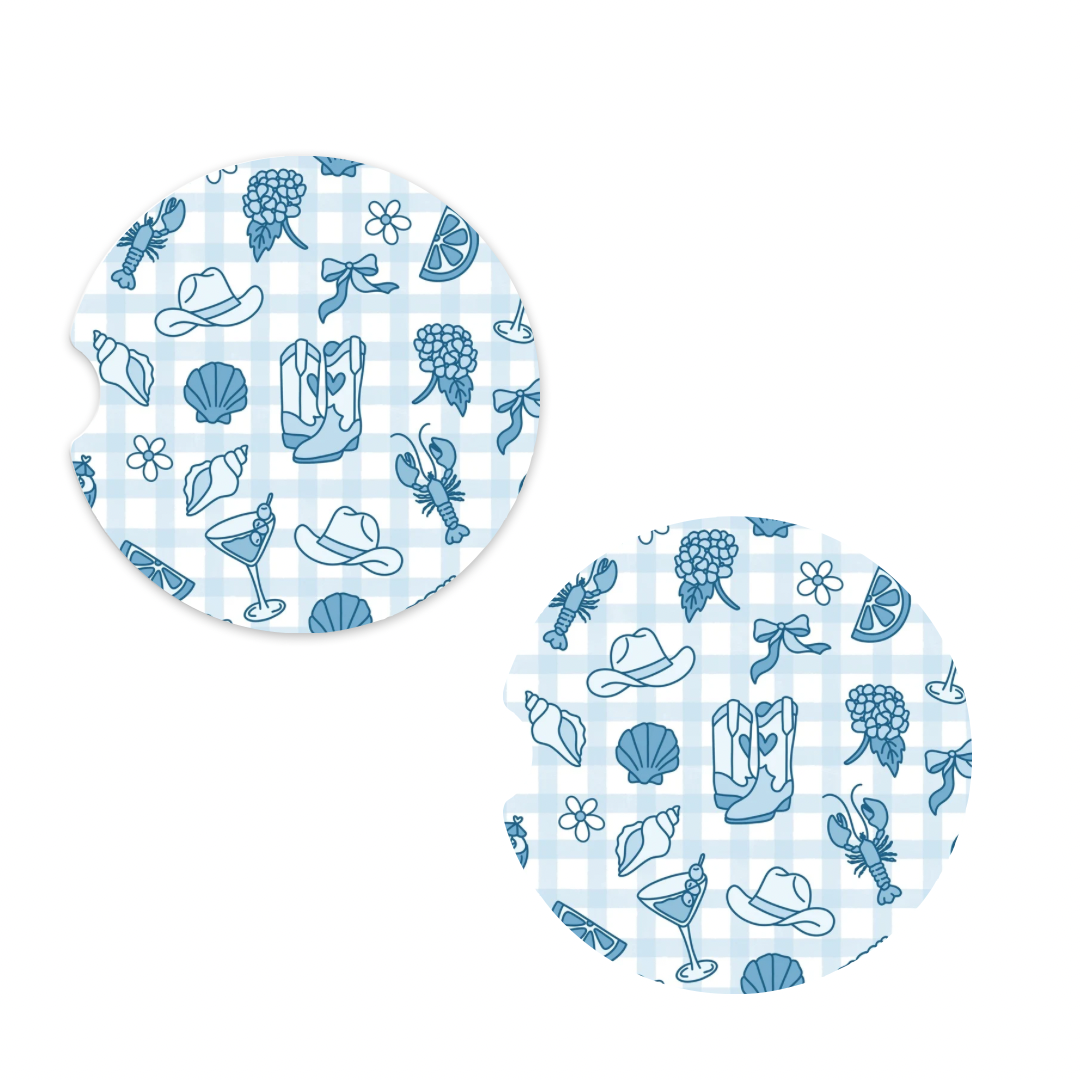 Coastal Cowgirl | Car Coaster Set