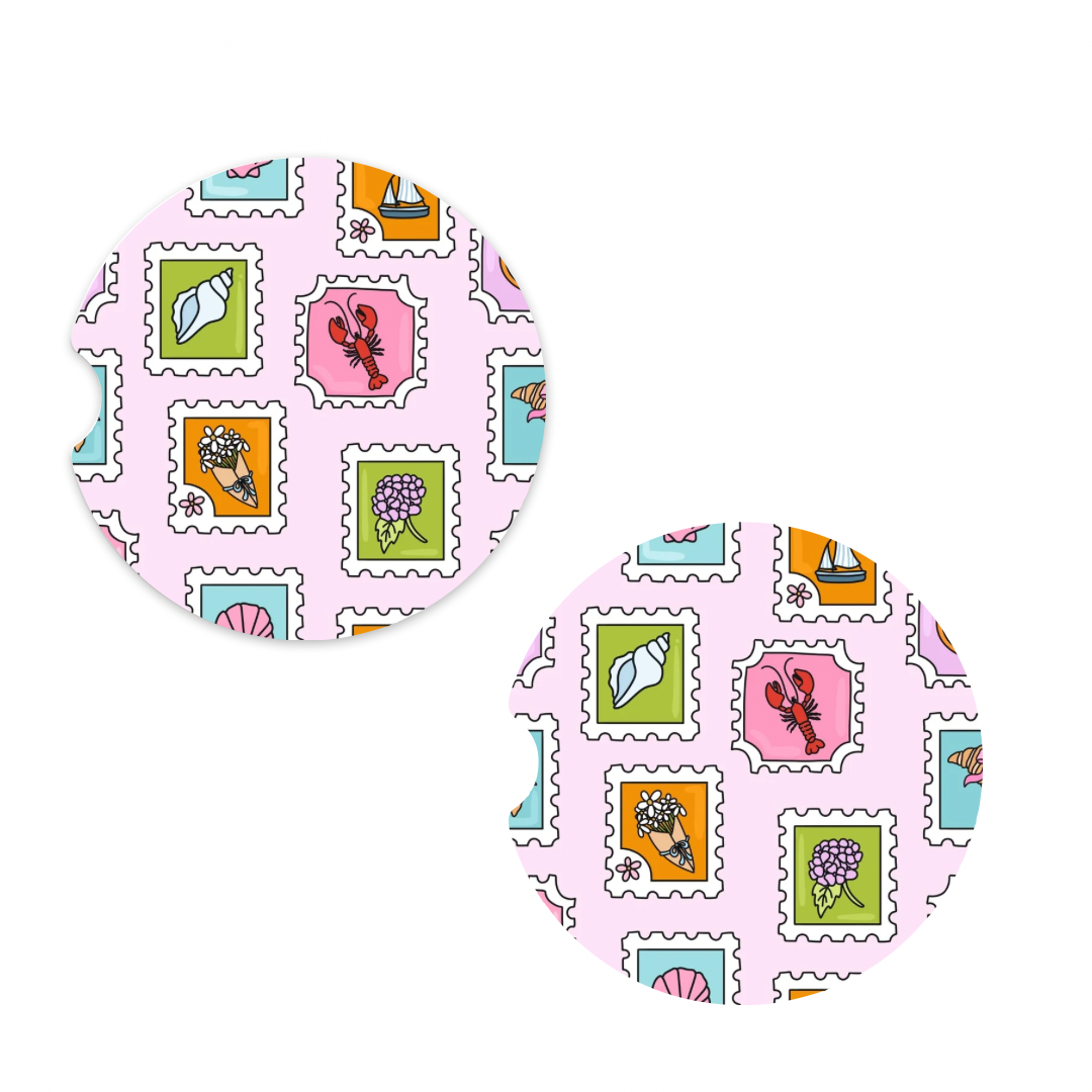Coastal Stamps | Car Coaster Set