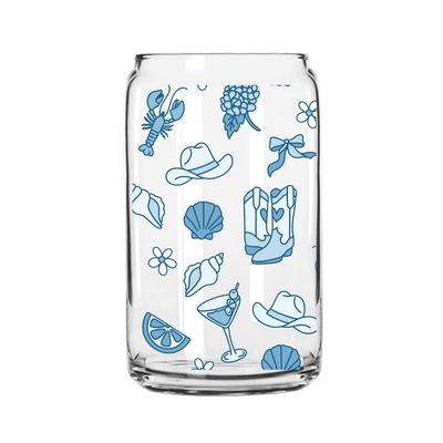 Coastal Cowgirl Glass Can