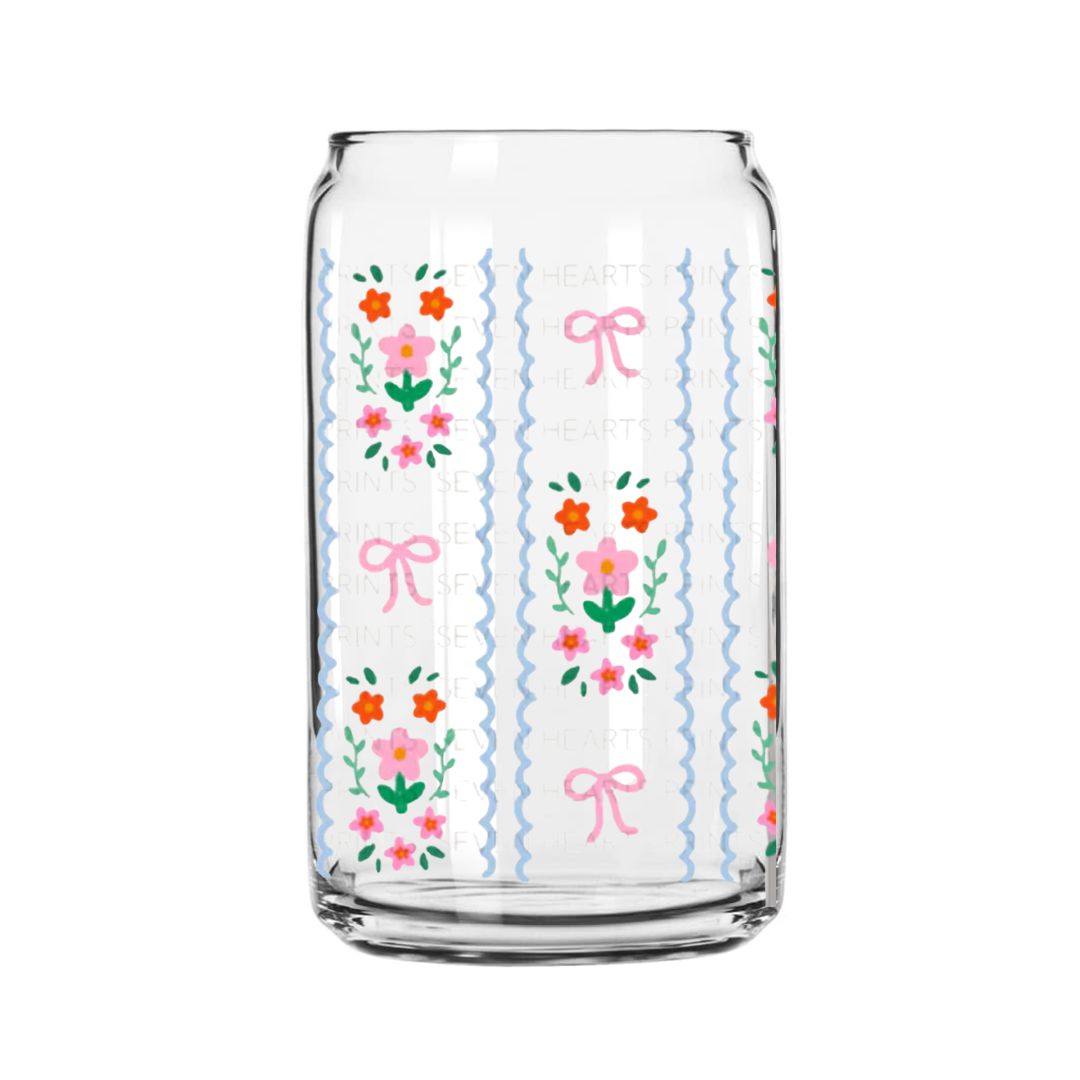 Wavy Flowers Glass Can