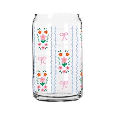 Wavy Flowers Glass Can