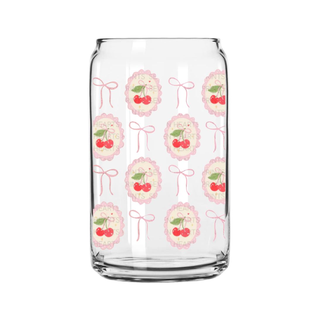 Cherry And Bows Glass Can