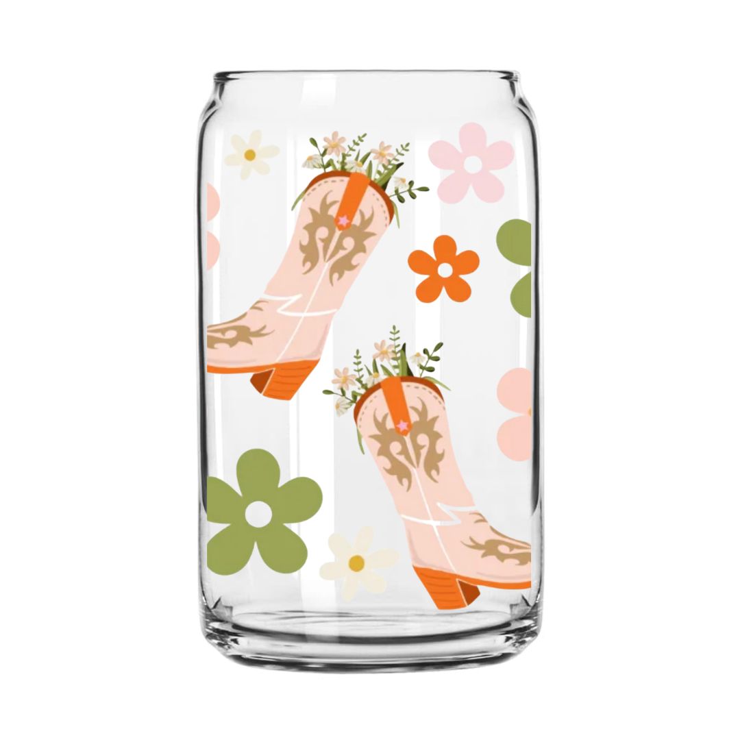 Flower Boot Glass Can