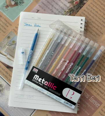 Mettalic Glitter Pen Set Of 12
