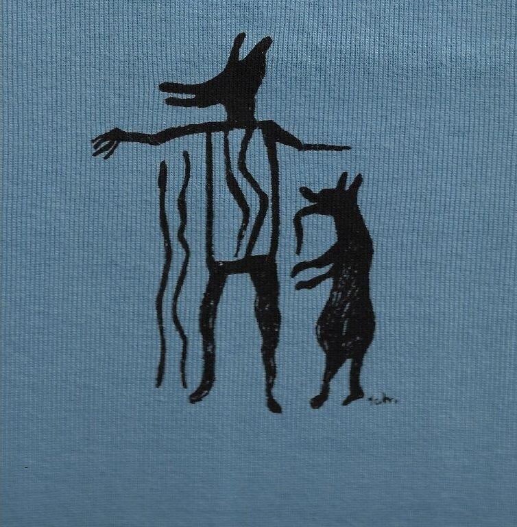 T-Shirt mit V-Aussschnitt  Bär und Wolf