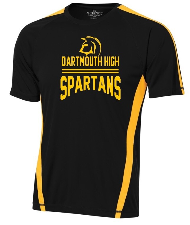 DHS - Dartmouth High Spartans Black/Yellow Moist Wick T-Shirt