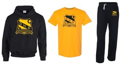 DHS Classic Bundle - Black Hoodie, Yellow T-shirt, Black Sweatpants