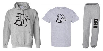 DHS Spartans Bundle - Sport Grey Hoodie, Sport Grey T-Shirt, Sport Grey Sweatpants