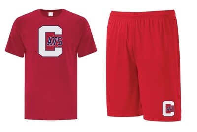 Cole Harbour High - Red CAVS Bundle (Cotton T-Shirt & Shorts)