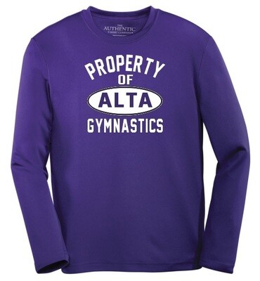 ALTA Gymnastics - Property of ALTA Long Sleeve Moist Wick Shirt (Oval)