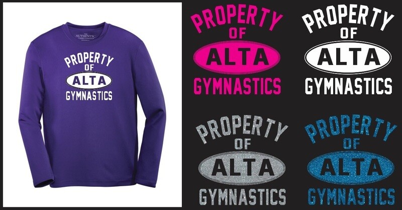 ALTA Gymnastics - Property of ALTA Long Sleeve Moist Wick Shirt (Oval)
