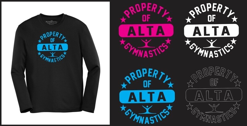 ALTA Gymnastics - Property of ALTA Long Sleeve Moist Wick Shirt (Circle)