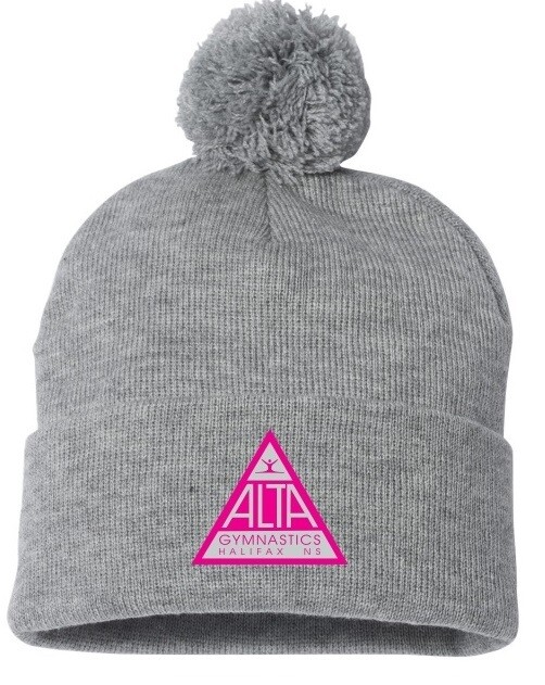 ALTA Gymnastics - Heather Grey Pom-Pom ALTA Logo Beanie