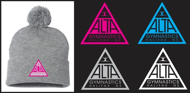 ALTA Gymnastics - Heather Grey Pom-Pom ALTA Logo Beanie