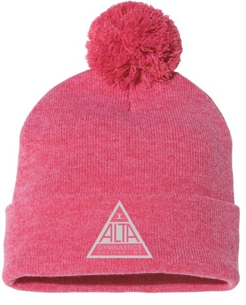 ALTA Gymnastics - Heather Red ALTA Logo Pom-Pom Beanie