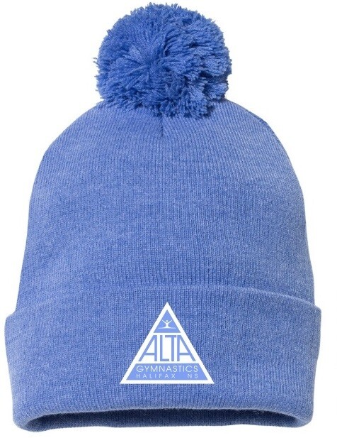 ALTA Gymnastics - Heather Royal ALTA Logo Pom-Pom Beanie