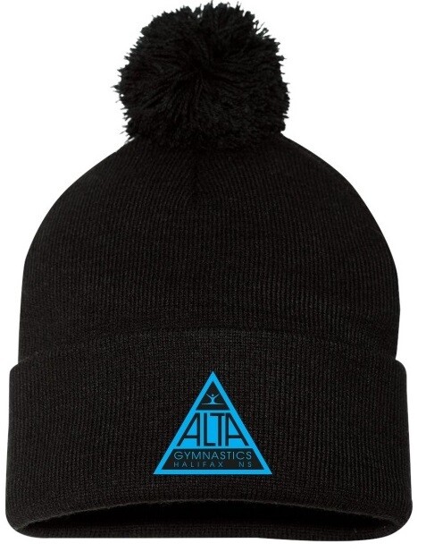 ALTA Gymnastics - Black Pom-Pom ALTA Logo Beanie