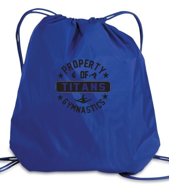 Titans Gymnastics & Trampoline - Royal Blue Property of Titans Cinch Bag