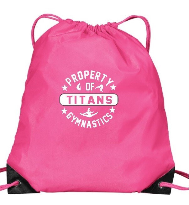 Titans Gymnastics &amp; Trampoline - Pink Property of Titans Cinch Bag