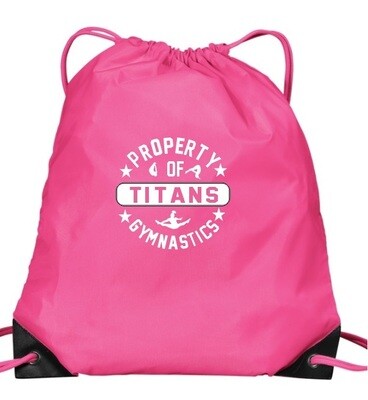 Titans Gymnastics & Trampoline - Pink Property of Titans Cinch Bag