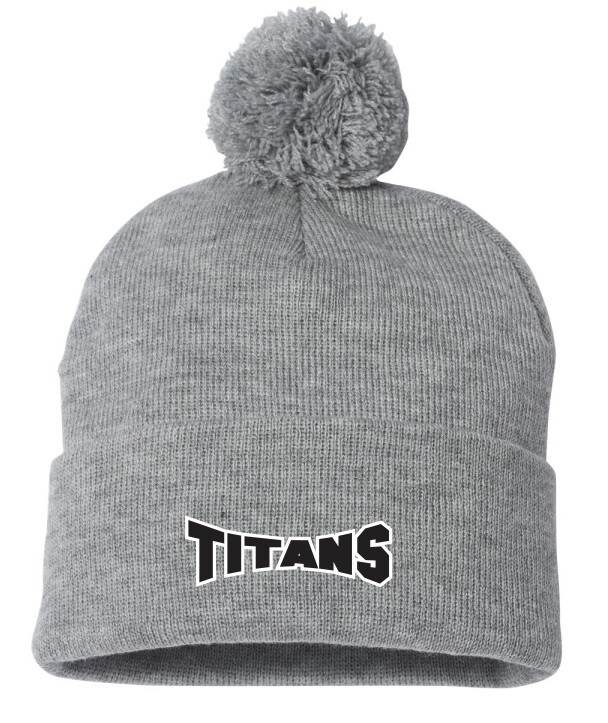 Titans Gymnastics - Heather Grey Titans Pom-Pom Beanie