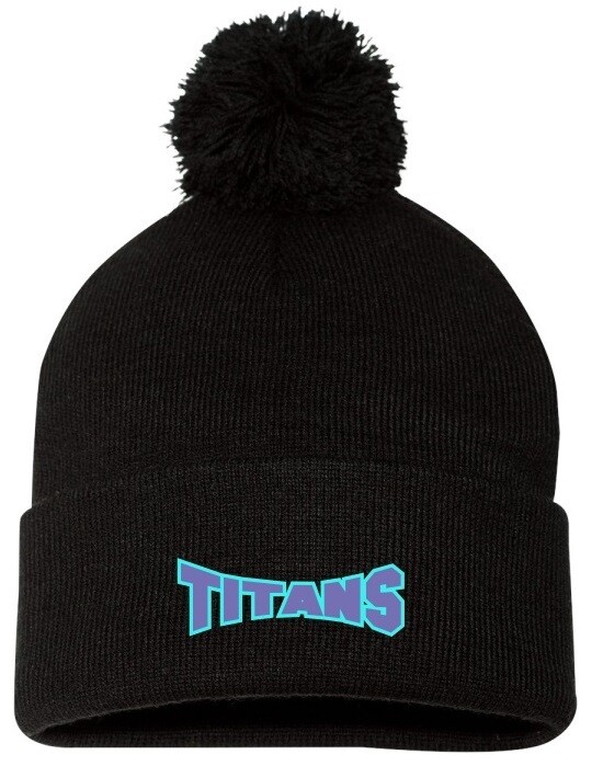 Titans Gymnastics - Black Titans Pom-Pom Beanie