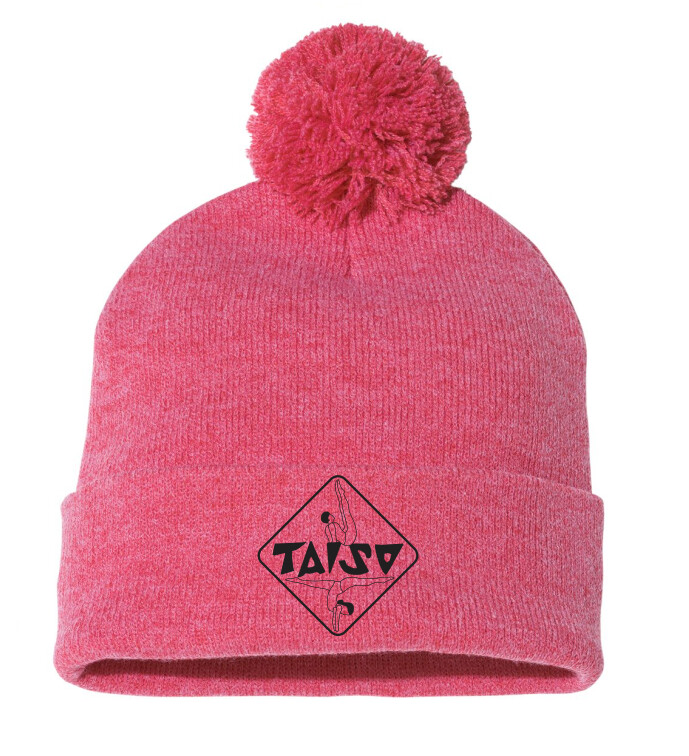 Taiso Gymnastics - Taiso Heather Red Pom-Pom Beanie