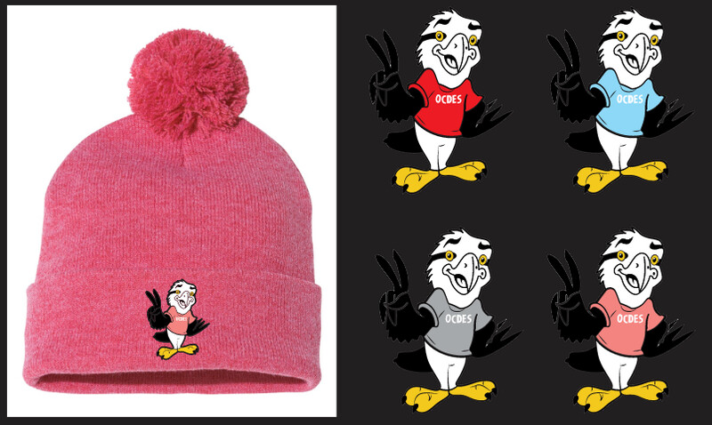 O'Connell Drive Elementary - Heather Red Eagle Pom-Pom Beanie