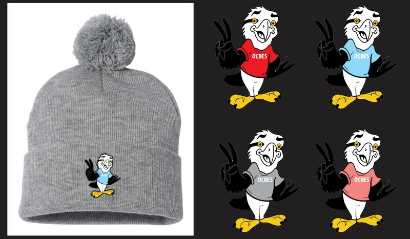 O'Connell Drive Elementary - Heather Grey Eagle Pom-Pom Beanie