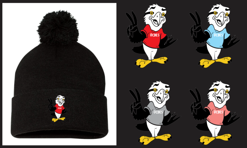 O'Connell Drive Elementary - Eagle Winter Bundle (Black Pom-Pom Beanie, Black Scarf)