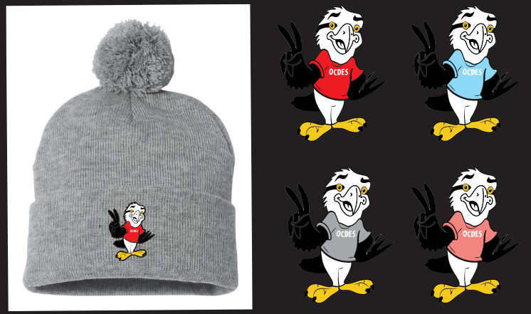 O'Connell Drive Elementary - Eagle Winter Bundle (Heather Grey Pom-Pom Beanie, Heather Grey Scarf)